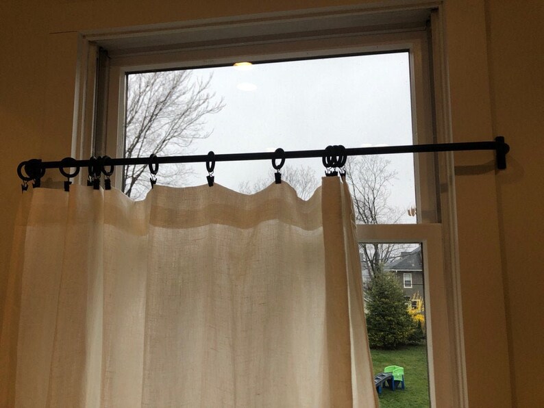 Iron Cafe Curtain Rod 1/2'' Round, Petite Cafe Rod With Rounded Elbows ...