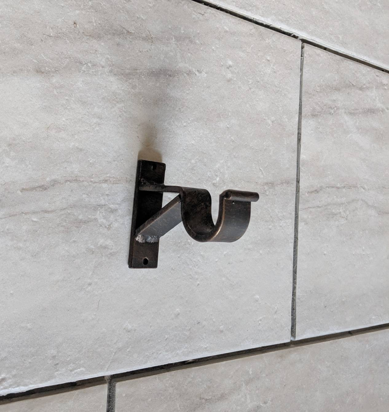 Handmade Custom Made Wall Bracket, 2'' Clearance, Single Drape, Curtain Rod  (1-EA) Iron/wood Rod Bracket, Iron Rod Heavy Duty * - Etsy, image size:1266x1341