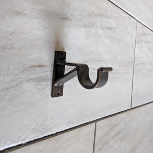 Handmade Custom made Wall Bracket, 2&#39;&#39; Clearance, Single Drape, Curtain Rod (1-EA) Iron/Wood Rod Bracket, Iron Rod Heavy Duty *