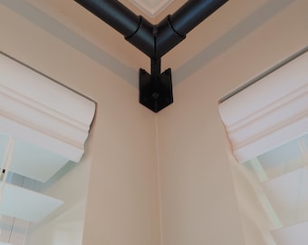 Corner Bracket ONLY for single rod , Iron rod or wood pole corner Bracket (1-EA) Drapery Rod Brackets, Curtain Bracket, Heavy Duty Bracket