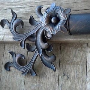SF76-2 Large Finials for 2'' Drapery Rod Finials , Custom flower leaves finial, Finials for 1-1/2'' Curtain Rod, Finials for 2'' Wood pole image 3