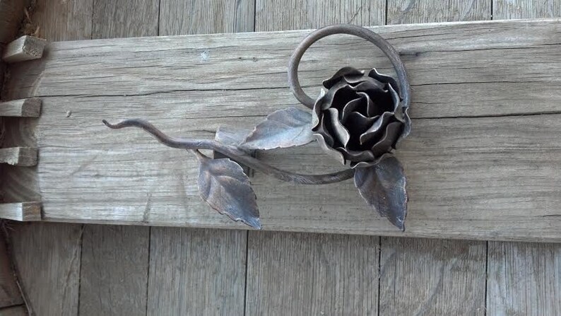 Forged Iron Finials Unique Rose Design Dry Rod Or Image 0