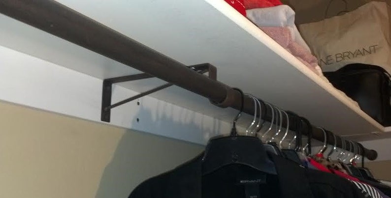 Wrought Iron Closet Rod With Sockets Center Support Heavy Image 0
