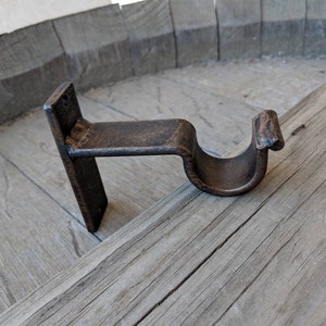 Custom made Wall Bracket, 2&#39;&#39; Clearance, Single Drape, Curtain Rod (1-EA) Iron/Wood Rod Bracket, Iron Rod Heavy Duty *