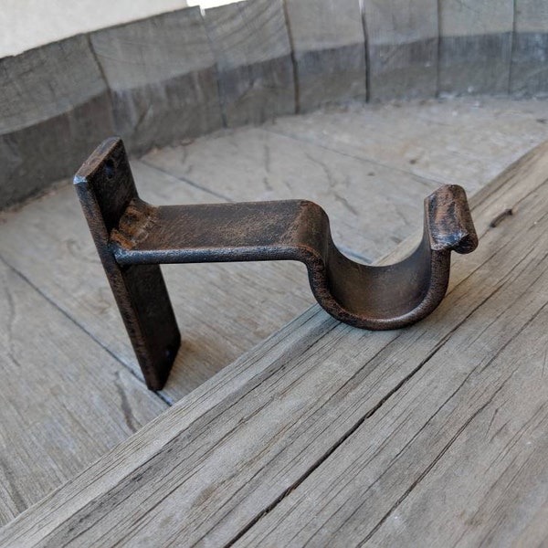 Custom made Wall Bracket, 2'' Clearance, Single Drape, Curtain Rod (1-EA) Iron/Wood Rod Bracket, Iron Rod Heavy Duty *