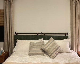 Headboard 1'' Iron rods with capped end brackets, Iron rods for padded cushions for dinning rooms or Bedrooms