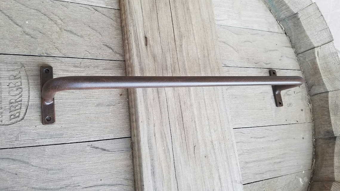 Towel Bar Wrought Iron Rustic Towel Bar Iron Solid Iron Etsy
