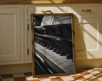 Vintage Piano Keys Black White Poster, Classical Music Wall Art, Musician Gift Print