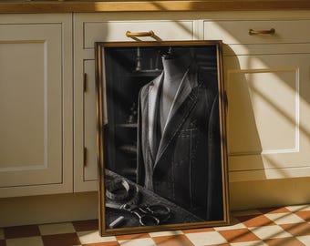 Bespoke Tailor Print, Savile Row Style Poster, Black White Fashion Wall Art