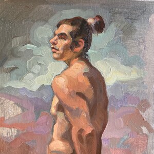 original oil painting 9x12 inch figure sketch 330