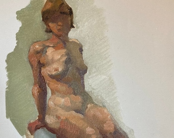 original oil painting 8x10 inch figure sketch