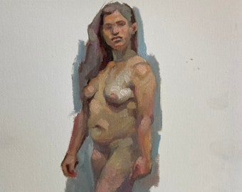 original oil painting 8x10 inch figure sketch