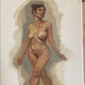original oil painting 9 by 12 inch figure sketch