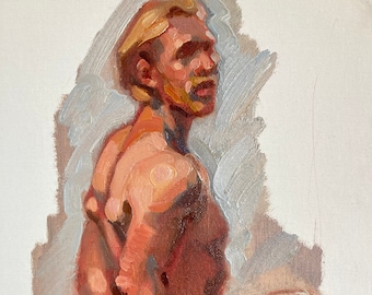 original oil painting 9x12 inch figure sketch