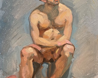 original oil painting 9x12 inch figure sketch