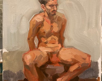 original oil painting 9x12 inch figure sketch