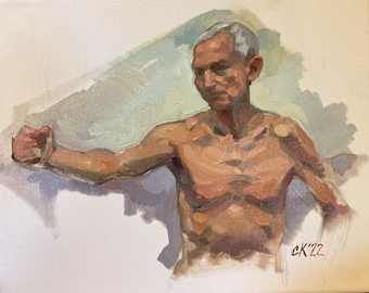 Pintura al óleo 8 x 10 pulgadas boceto de figura masculina 327