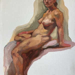 Pintura al óleo original de 9 x 12 pulgadas, boceto de figura