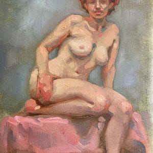 original oil painting 9 by 12 inch figure sketch