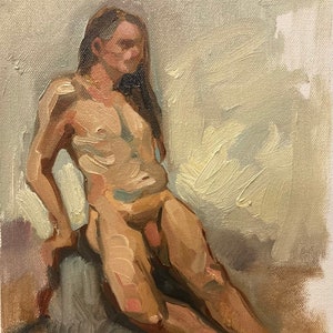 original oil painting 9x12 inch figure sketch 313