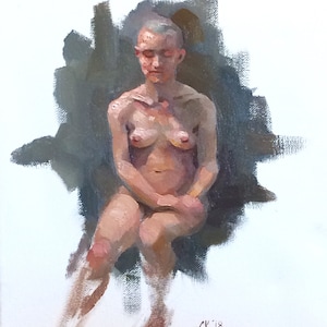 original oil painting 9x12 inch figure sketch 326