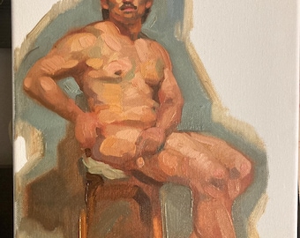 Pintura al óleo original de 9 x 12 pulgadas, boceto de figura 314