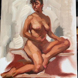 original oil painting 9 by 12 inch figure sketch