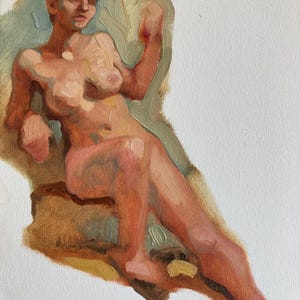 original oil painting 9 x 12 inch figure sketch 333