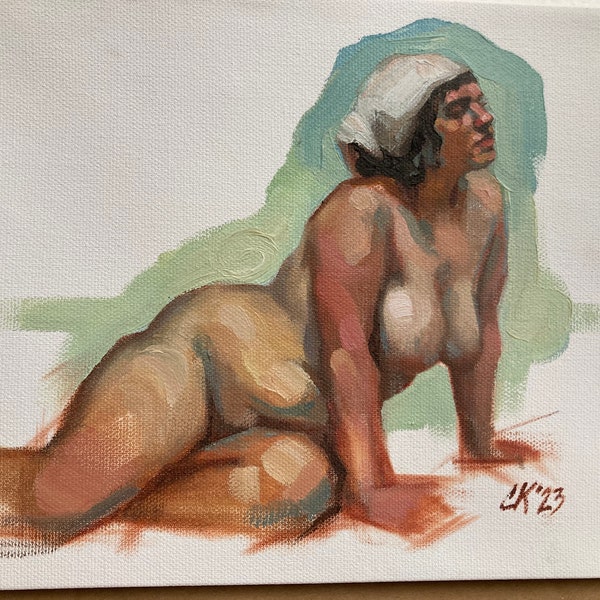 original oil painting 8x10 inch figure sketch