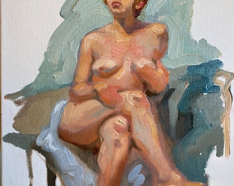 original oil painting 8x10 inch figure sketch