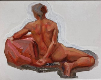 original oil painting female figure sketch