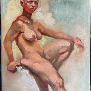 Pintura al óleo original de 9 x 12 pulgadas, boceto de figura