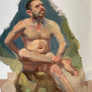 original oil painting 9x12 inch figure sketch 302