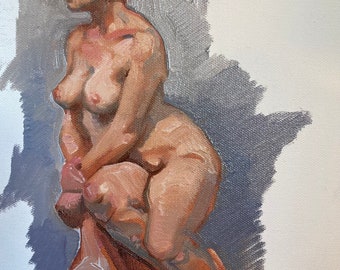 original oil painting 8x10 inch figure sketch