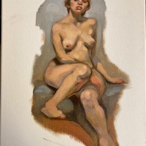 original oil painting 9 by 12 inch figure sketch