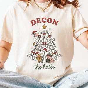 Sterile Processing Christmas Shirt, Decon the Halls Instrument Tree Design, SPD Tech Gift, Comfort Colors Tee