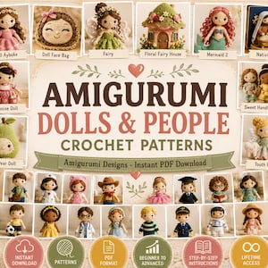 Crochet Doll Pattern Bundle , Amigurumi PDF Instant Download , Fairy, Princess, Ballerina, Character Dolls, Toy Patterns for Beginners