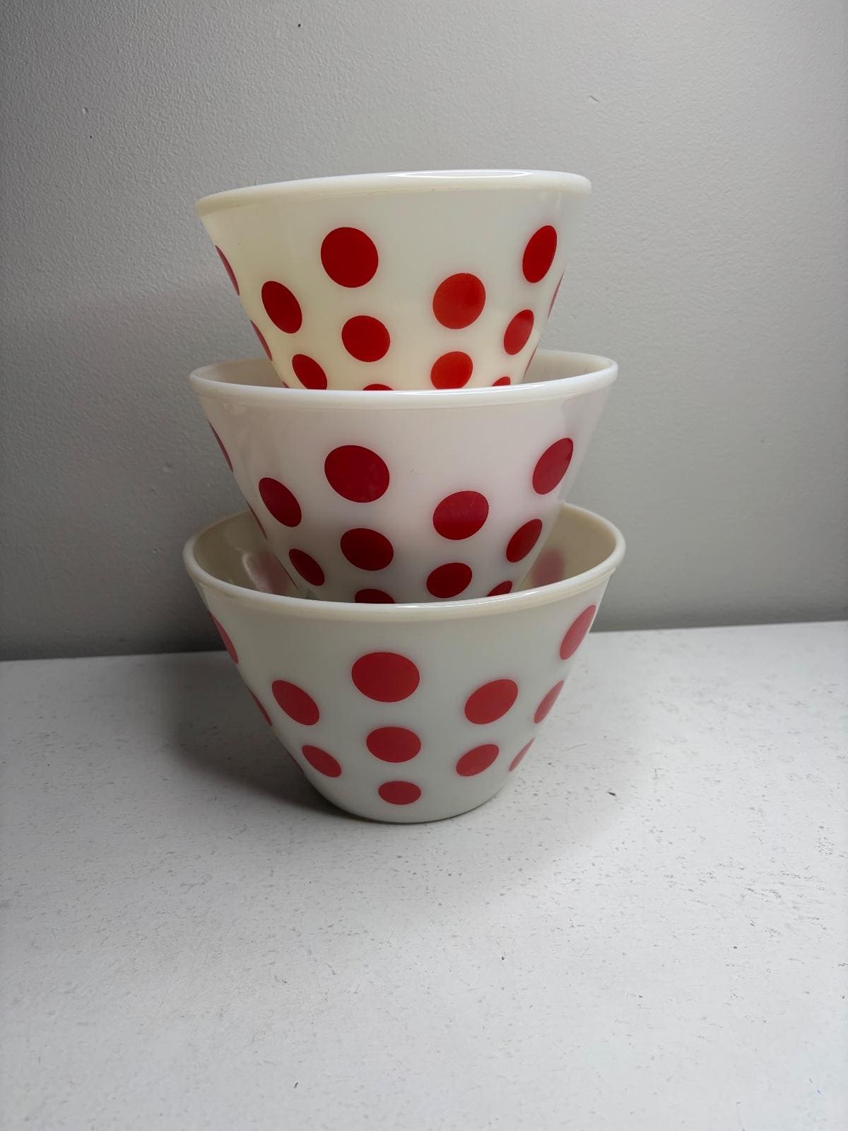 Vintage Bowls Red Polka Dots - Etsy