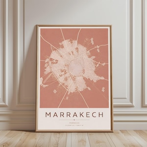 Marrakech Poster, Map Art Print, Moroccan Illustration, Cityscape Wall Decor, Contemporary Artwork