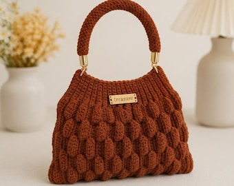 Textured Wave Crochet Bag Pattern | T-Shirt Yarn Handbag (PDF Download)