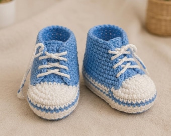Crochet Baby Sneaker Booties Pattern | Converse Style, Newborn Shoes (PDF Download)