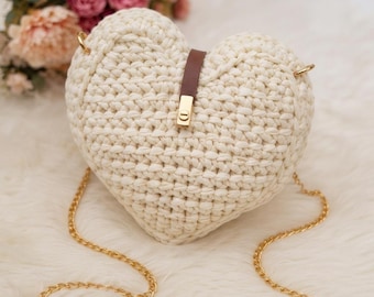 Heart Crochet Bag Pattern | Structured Heart Purse Tutorial (PDF Download)