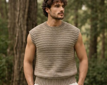 Beginner Crochet Vest Pattern | Unisex V-Neck Sweater Vest Tutorial (PDF Download)