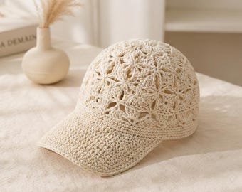 Crochet Flower Patch Baseball Cap Pattern (PDF Download)