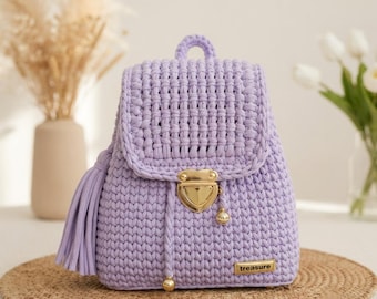 Crochet Backpack Bag Pattern PDF, Textured Drawstring Tutorial (Instant Download)
