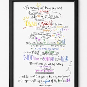 Set of 3 Bible Verse Calligraphy prints - Scripture Wall Art - Christian Faith Decor