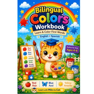 Bilingual Colors Workbook | English & Spanish Printable PDF | Learn Colors Trace Write | Preschool Kindergarten Ages 4-6