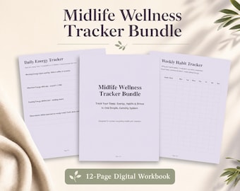 Midlife Wellness Tracker Bundle | Sleep, Energy, Habits, Stress Log (Digital Download)