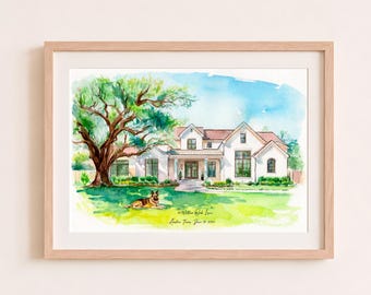 Custom House Portrait from Photo, Watercolor Home Painting, Housewarming Gift or Realtor Closing Gift