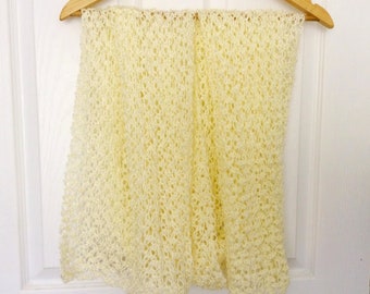 Pale Yellow Spring Crochet Scarf